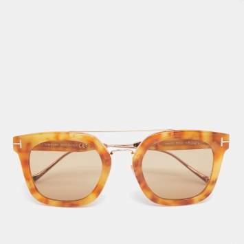 Pre Owned Tom Ford Blonde Havana/ Brown TF541 Alex- 02 Wayfarer Sunglasses 