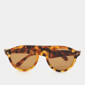 Pre Owned Tom Ford Havanna Tortoise  Cristopher TF633 Round Sunglasses