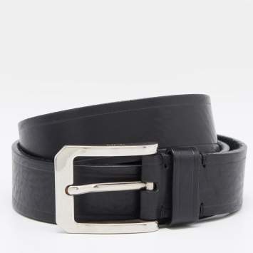 Pre Owned Tom Ford Black Leather Buckle Belt 110CM