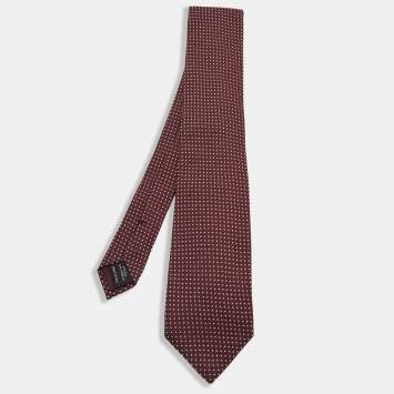 Pre Owned Tom Ford Brown Patterned Silk & Acrylic Tie