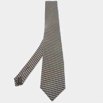 Pre Owned Tom Ford Black Patterned Silk Traditional Tie 