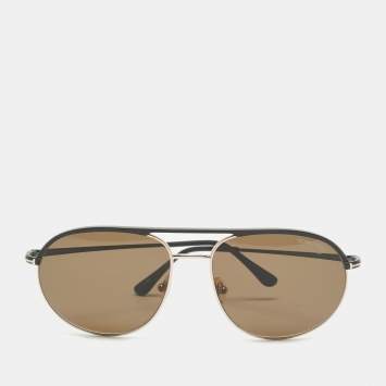 Pre Owned Tom Ford Brown/Black Gio TF772 Aviator Sunglasses