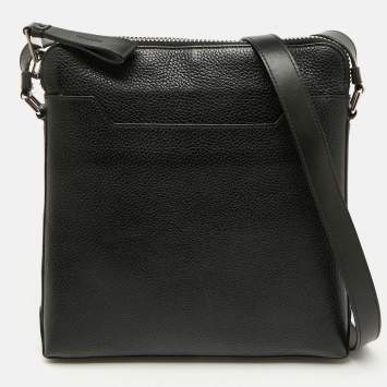 Pre Owned Tom Ford Black Grain Leather Messenger Bag