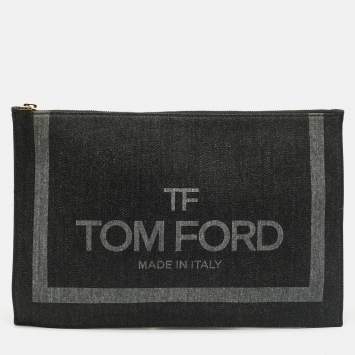Pre Owned Tom Ford Black/Grey Denim Flat Zipped Pouch