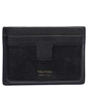 Pre Owned Tom Ford Black Leather T Line Card Holder