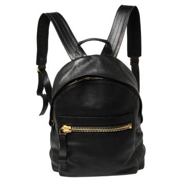 Pre Owned Tom Ford Black Grained Leather Buckley Backpack