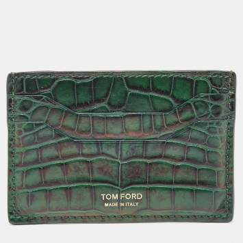 Pre Owned Tom Ford Green Alligator Card Holder