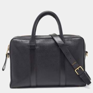 Pre Owned Tom Ford Black Leather Buckley Briefcase Bag