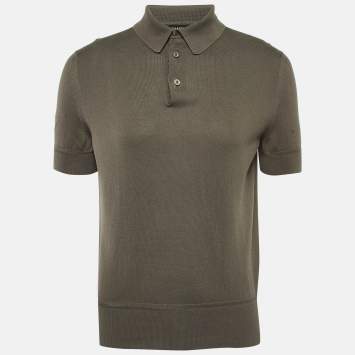 Pre Owned Tom Ford Green Cotton Knit Polo T-Shirt L