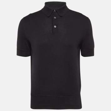 Pre Owned Tom Ford Black Cotton Knit Polo T-Shirt L
