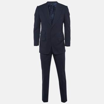 Pre Owned Tom Ford Navy Blue Wool Blazer & Pants Suit Set S