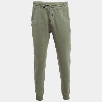Pre Owned Tom Ford Green Cotton Knit Drawstring Joggers M