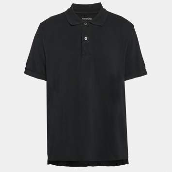 Pre Owned Tom Ford Black Pique Cotton Polo T-Shirt 4XL