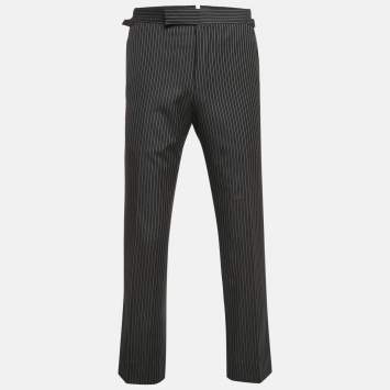 Pre Owned Tom Ford Black Pinstripe Wool Formal Trousers S