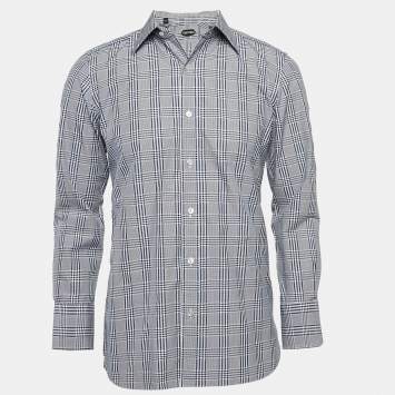Pre Owned Tom Ford Blue Checked Cotton Long Sleeve Shirt M