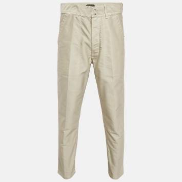 Pre Owned Tom Ford Grey Cotton Slim Fit Trousers M