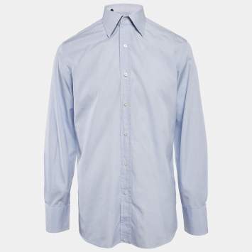 Pre Owned Tom Ford Blue Cotton Button Front Shirt XL