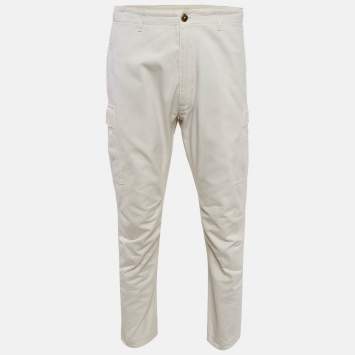 Pre Owned Tom Ford White Cotton Gabardine Cargo Pants XL