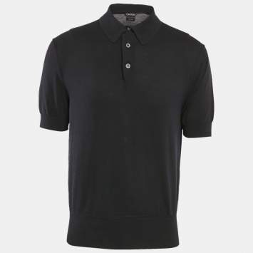 مملوكة مسبقًا Tom Ford Navy Blue Jersey Polo T-Shirt XXL