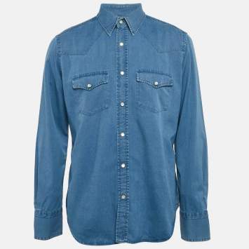 Tom Ford Blue Denim Button Front Shirt XXL