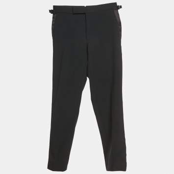 Pre Owned Tom Ford Black Wool Side Stripe Formal Trousers M