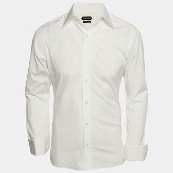 Pre Owned Tom Ford White Cotton Made To Measure Shirt M