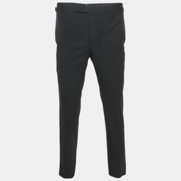 Pre Owned Tom Ford Black Wool Side Stripe Formal Trousers M