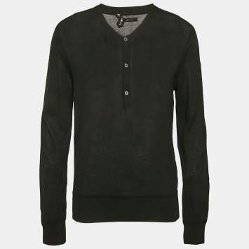 Tom Ford Black Cotton Knit Buttoned Cardigan L