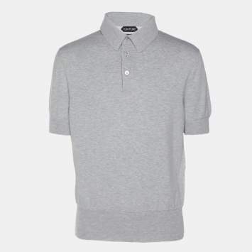 Pre Owned Tom Ford Grey Cotton Knit Polo T-Shirt XL