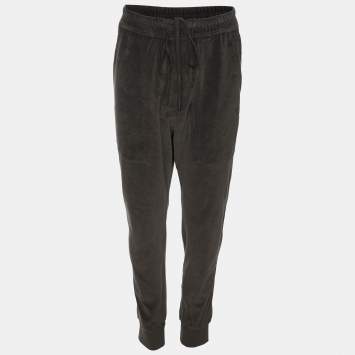 Pre Owned Tom Ford Moss Green Velvet Joggers L
