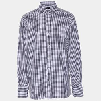 Pre Owned Tom Ford Monochrome Gingham Check Cotton Shirt XXL