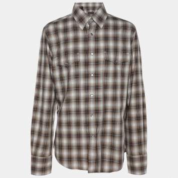 Tom Ford Multicolor Check Print Cotton Button Front Shirt XL