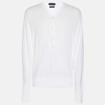 Tom Ford White Cotton Knit Sweatshirt M