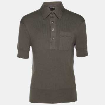 Tom Ford Green Cotton Knit Polo T-Shirt L