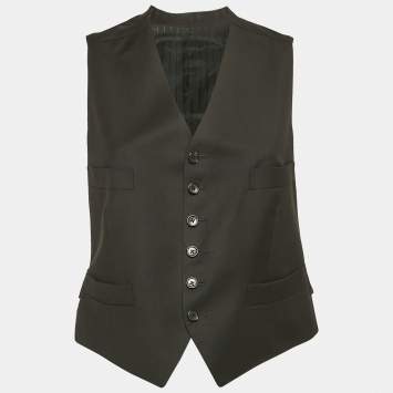 Tom Ford Black Wool Button Front Waist Coat M