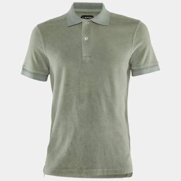 Pre Owned Tom Ford Pastel Green Terry Cotton Polo T-Shirt M