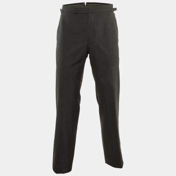 Pre Owned Tom Ford Grey Wool Straight Leg Pants M