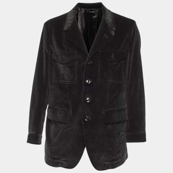 Tom Ford Black Corduroy Single Breasted Jacket XXXL
