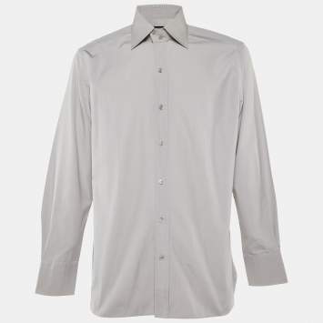 Tom Ford Grey Button Front Long Sleeve Shirt XXXL