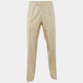 Tom Ford Cream Silk Tailored Buckle Detail Trousers XXXL