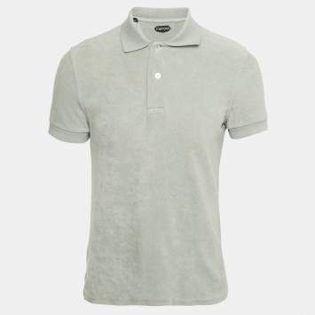 Pre Owned Tom Ford Light Blue Terry Cotton Polo T-Shirt S