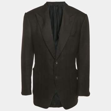 Pre Owned Tom Ford Black Silk Blend Single Breasted Blazer XXL   
