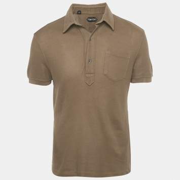 Pre Owned Tom Ford Brown Cotton Pique Polo T-Shirt M 