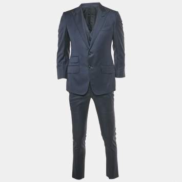 Pre Owned Tom Ford Navy Blue Wool 3 Piece Suit Set S 
