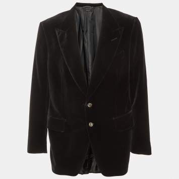 Pre Owned Tom Ford Black Velvet Button Front Blazer XXL