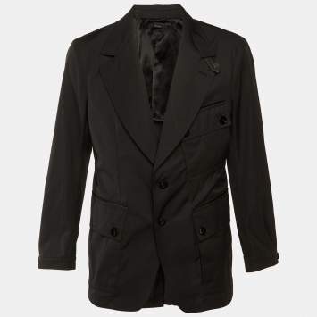 مملوكة مسبقًا Tom Ford Black Synthetic Button Front Jacket XL