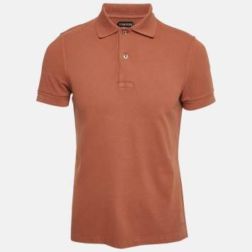 Pre Owned Tom Ford Brown Pique Polo T-Shirt S