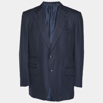 مملوكة مسبقًا Tom Ford Navy Blue Wool Blend Regular Fit Blazer XXXL