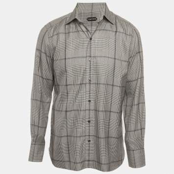 Pre Owned Tom Ford Houndstooth Cotton Long Sleeve Shirt XL
