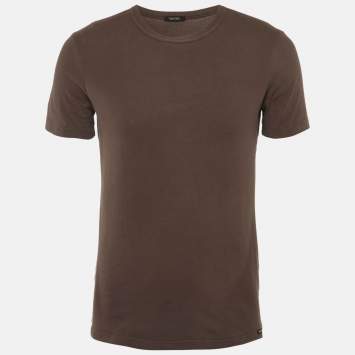 Pre Owned Tom Ford Brown Cotton Knit Crew Neck T-Shirt M